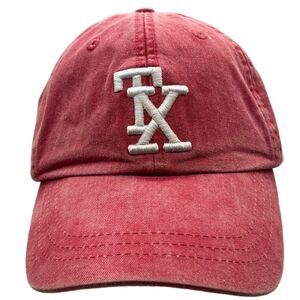 Adams Barefoot TX Embroidered Adjustable Dad Hat Cap Red Cotton